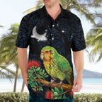 New Zealand Kakapo Matariki Personalised Hawaiian Shirt Pohutukawa Flower Galaxy Maori Pattern