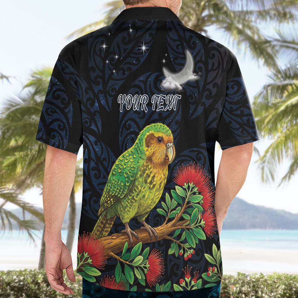New Zealand Kakapo Matariki Personalised Hawaiian Shirt Pohutukawa Flower Galaxy Maori Pattern
