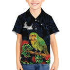 New Zealand Kakapo Matariki Personalised Hawaiian Shirt Pohutukawa Flower Galaxy Maori Pattern
