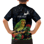 New Zealand Kakapo Matariki Personalised Hawaiian Shirt Pohutukawa Flower Galaxy Maori Pattern