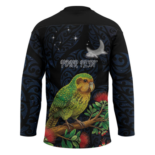 New Zealand Kakapo Matariki Personalised Hockey Jersey Pohutukawa Flower Galaxy Maori Pattern