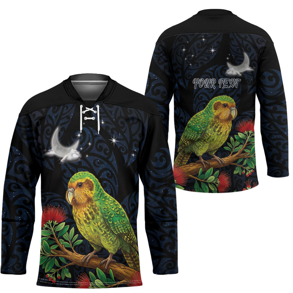 New Zealand Kakapo Matariki Personalised Hockey Jersey Pohutukawa Flower Galaxy Maori Pattern
