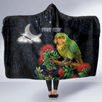 New Zealand Kakapo Matariki Personalised Hooded Blanket Pohutukawa Flower Galaxy Maori Pattern
