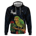 New Zealand Kakapo Matariki Personalised Hoodie Pohutukawa Flower Galaxy Maori Pattern