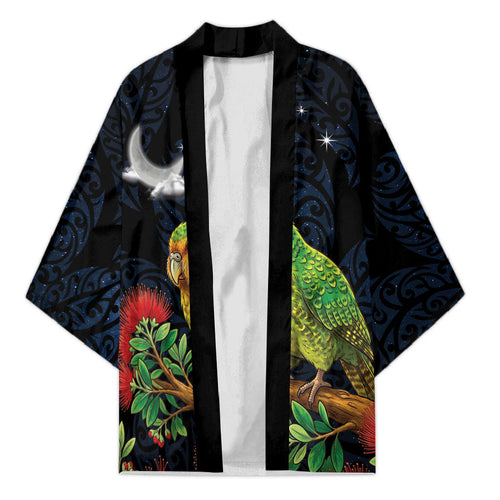 New Zealand Kakapo Matariki Personalised Kimono Pohutukawa Flower Galaxy Maori Pattern