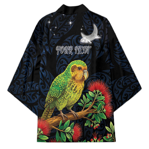 New Zealand Kakapo Matariki Personalised Kimono Pohutukawa Flower Galaxy Maori Pattern