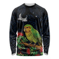 New Zealand Kakapo Matariki Personalised Long Sleeve Shirt Pohutukawa Flower Galaxy Maori Pattern