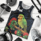New Zealand Kakapo Matariki Personalised Men Tank Top Pohutukawa Flower Galaxy Maori Pattern