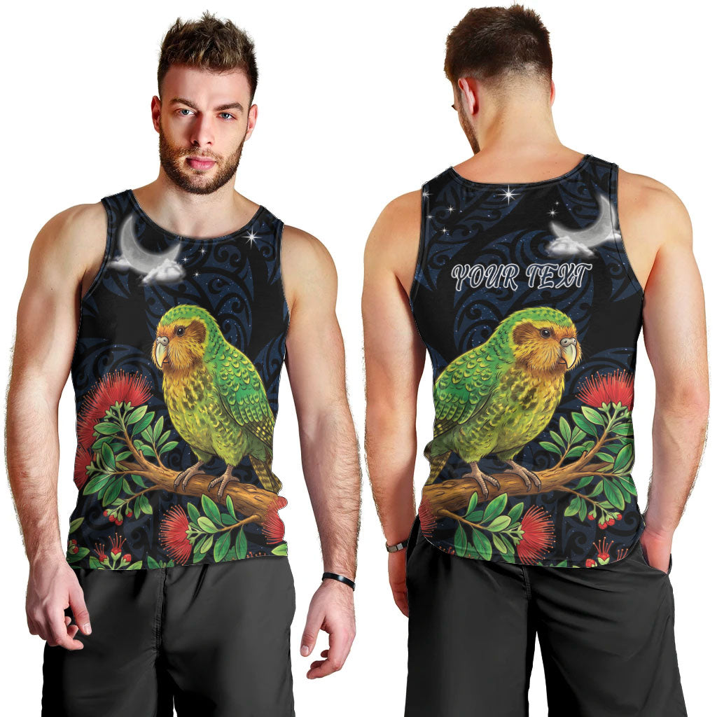New Zealand Kakapo Matariki Personalised Men Tank Top Pohutukawa Flower Galaxy Maori Pattern