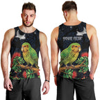 New Zealand Kakapo Matariki Personalised Men Tank Top Pohutukawa Flower Galaxy Maori Pattern