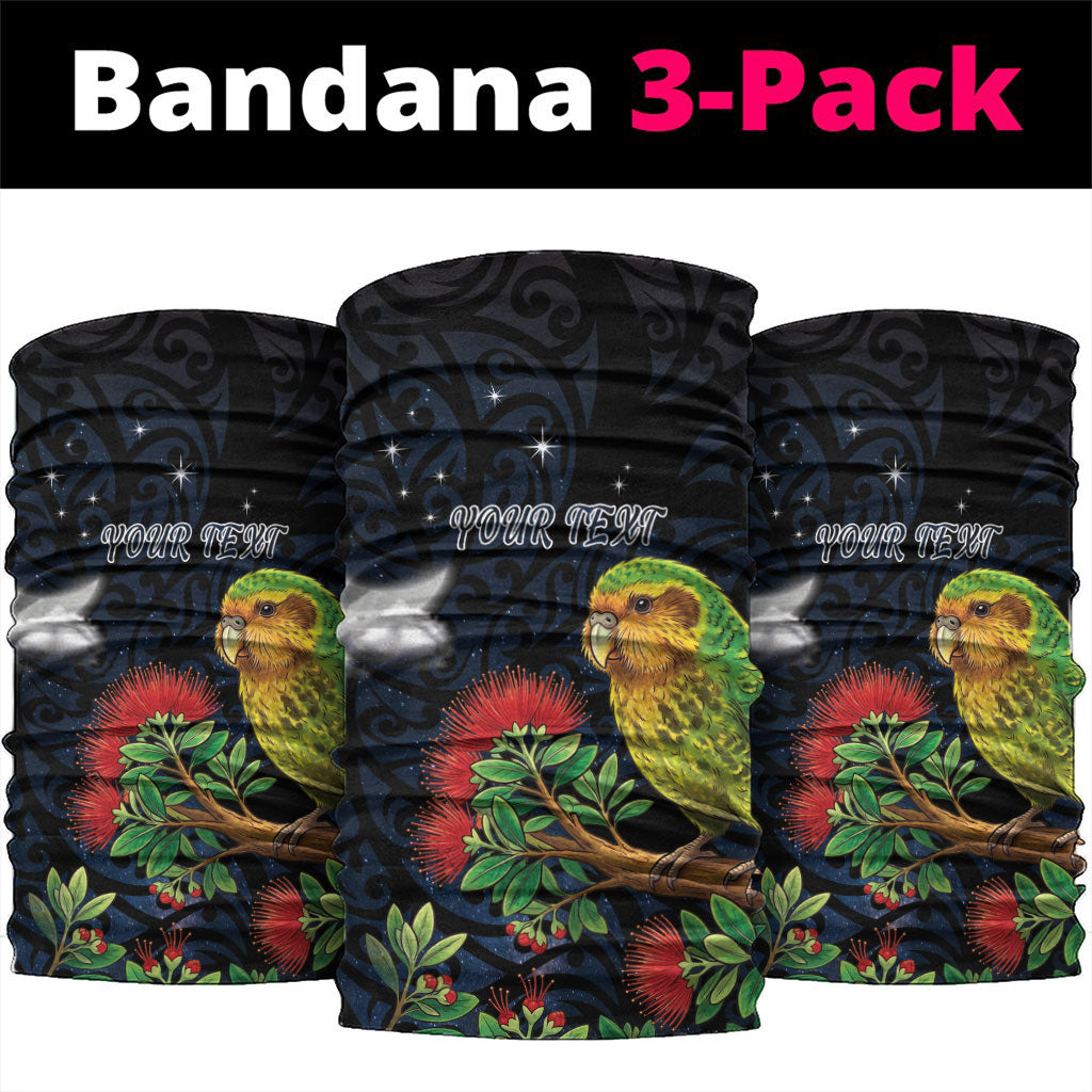 New Zealand Kakapo Matariki Personalised Neck Gaiter Pohutukawa Flower Galaxy Maori Pattern