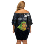 New Zealand Kakapo Matariki Personalised Off Shoulder Short Dress Pohutukawa Flower Galaxy Maori Pattern