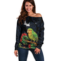 New Zealand Kakapo Matariki Personalised Off Shoulder Sweater Pohutukawa Flower Galaxy Maori Pattern