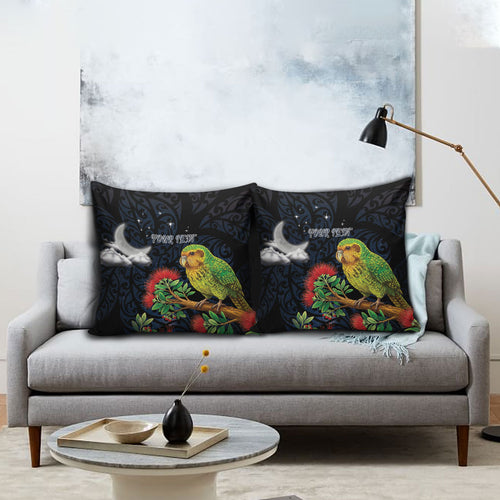 New Zealand Kakapo Matariki Personalised Pillow Cover Pohutukawa Flower Galaxy Maori Pattern