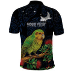 New Zealand Kakapo Matariki Personalised Polo Shirt Pohutukawa Flower Galaxy Maori Pattern