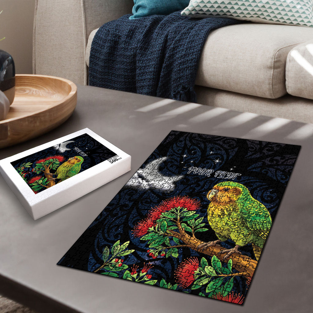 New Zealand Kakapo Matariki Personalised Puzzle Pohutukawa Flower Galaxy Maori Pattern