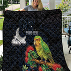 New Zealand Kakapo Matariki Personalised Quilt Pohutukawa Flower Galaxy Maori Pattern