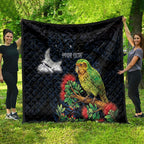 New Zealand Kakapo Matariki Personalised Quilt Pohutukawa Flower Galaxy Maori Pattern