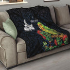 New Zealand Kakapo Matariki Personalised Quilt Pohutukawa Flower Galaxy Maori Pattern
