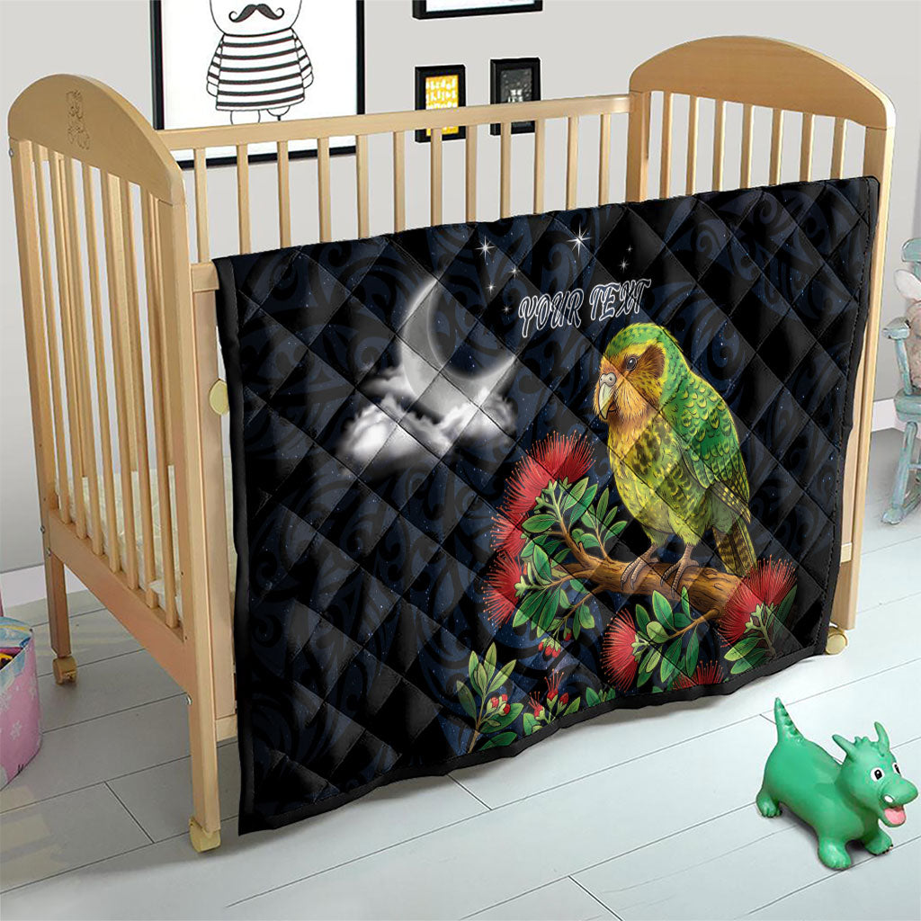 New Zealand Kakapo Matariki Personalised Quilt Pohutukawa Flower Galaxy Maori Pattern