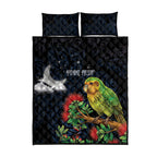 New Zealand Kakapo Matariki Personalised Quilt Bed Set Pohutukawa Flower Galaxy Maori Pattern