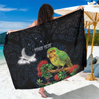 New Zealand Kakapo Matariki Personalised Sarong Pohutukawa Flower Galaxy Maori Pattern