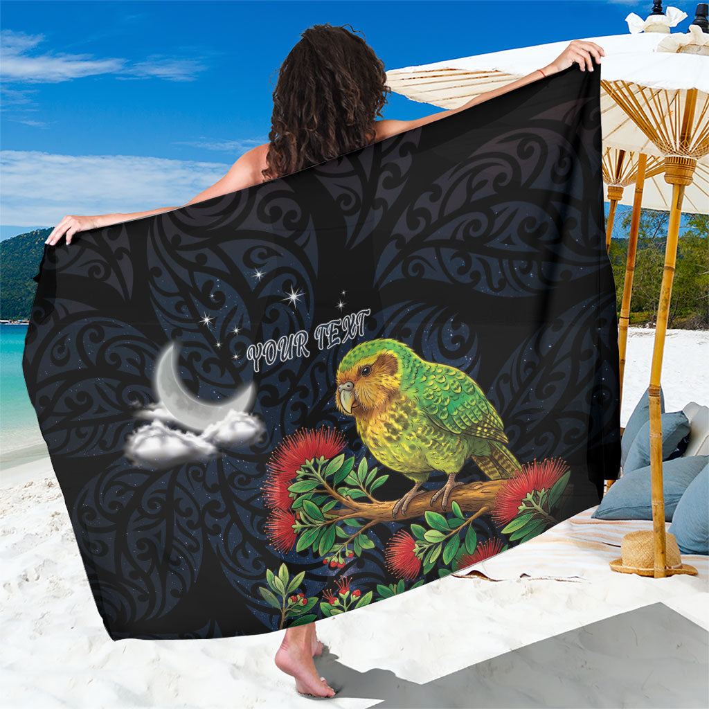 New Zealand Kakapo Matariki Personalised Sarong Pohutukawa Flower Galaxy Maori Pattern