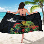 New Zealand Kakapo Matariki Personalised Sarong Pohutukawa Flower Galaxy Maori Pattern