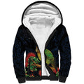 New Zealand Kakapo Matariki Personalised Sherpa Hoodie Pohutukawa Flower Galaxy Maori Pattern