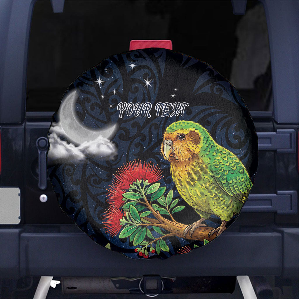 New Zealand Kakapo Matariki Personalised Spare Tire Cover Pohutukawa Flower Galaxy Maori Pattern