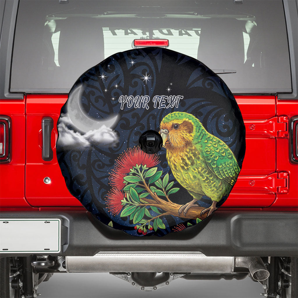 New Zealand Kakapo Matariki Personalised Spare Tire Cover Pohutukawa Flower Galaxy Maori Pattern