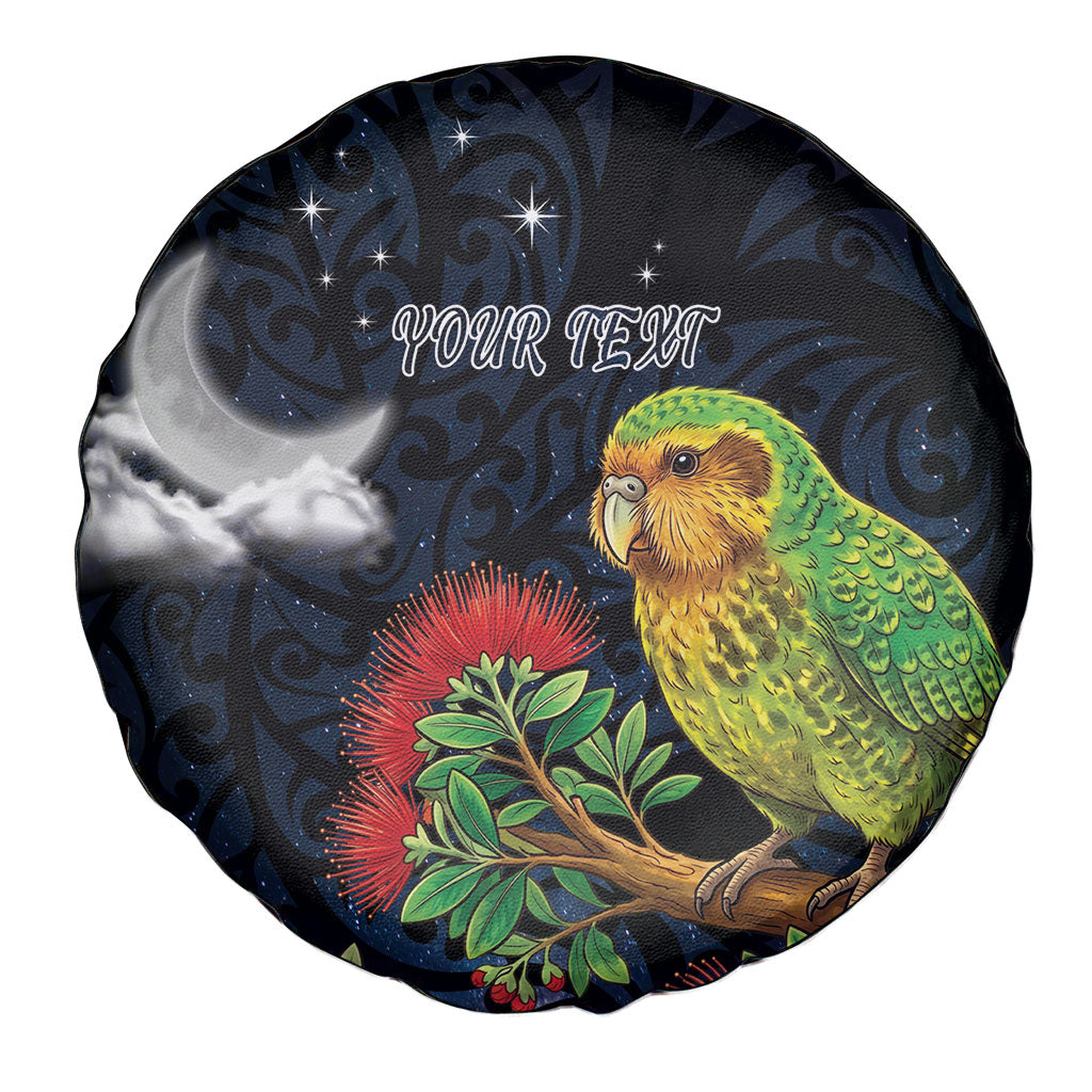 New Zealand Kakapo Matariki Personalised Spare Tire Cover Pohutukawa Flower Galaxy Maori Pattern