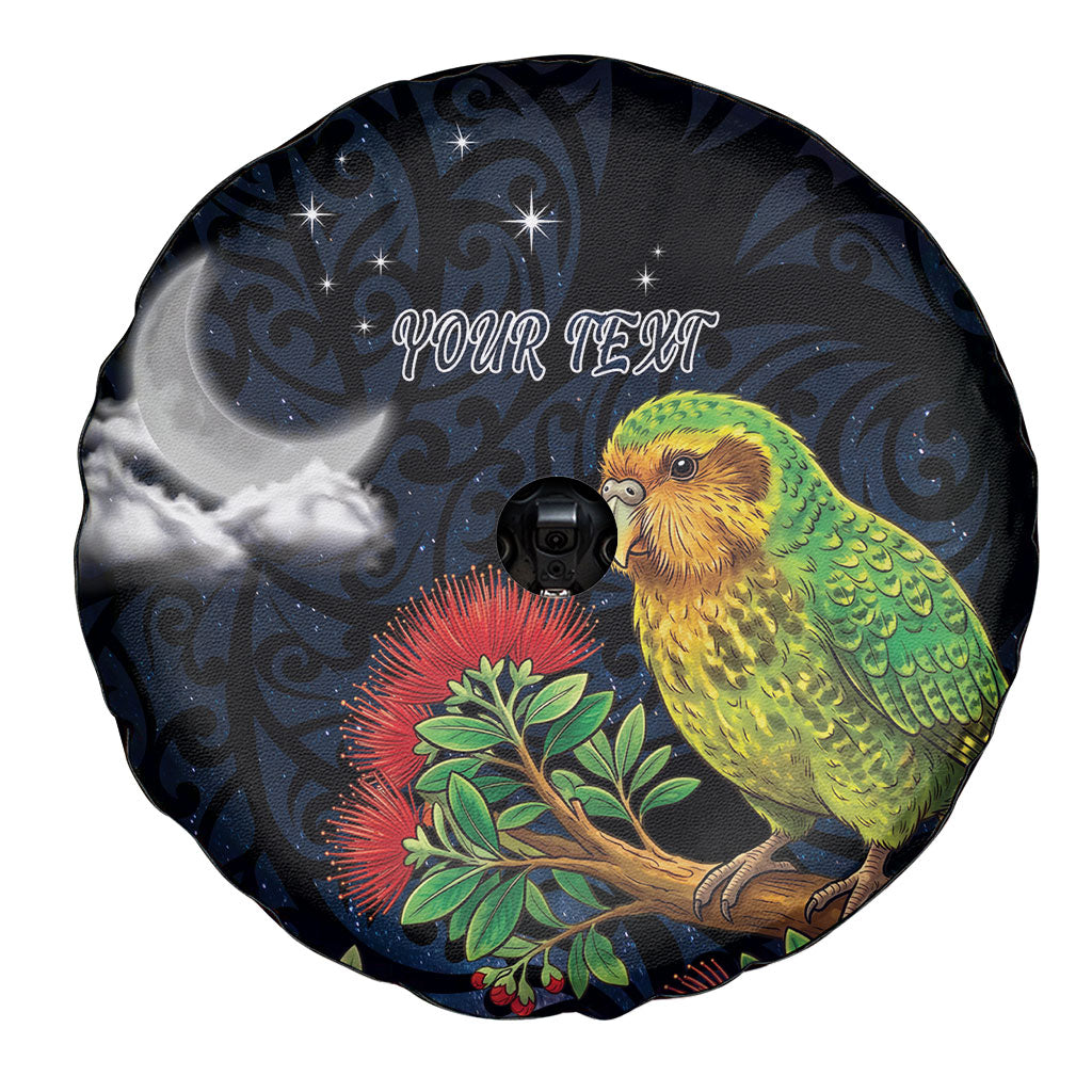 New Zealand Kakapo Matariki Personalised Spare Tire Cover Pohutukawa Flower Galaxy Maori Pattern