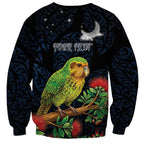 New Zealand Kakapo Matariki Personalised Sweatshirt Pohutukawa Flower Galaxy Maori Pattern