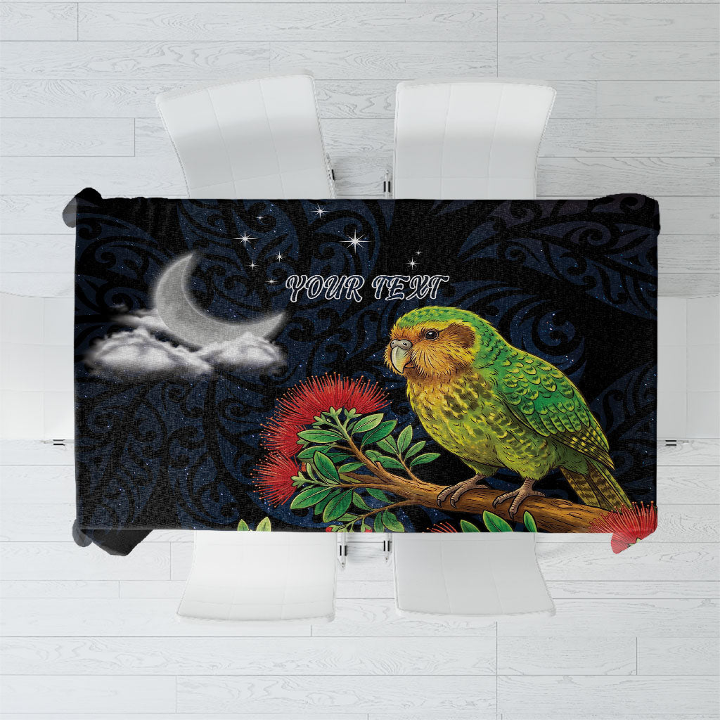 New Zealand Kakapo Matariki Personalised Tablecloth Pohutukawa Flower Galaxy Maori Pattern