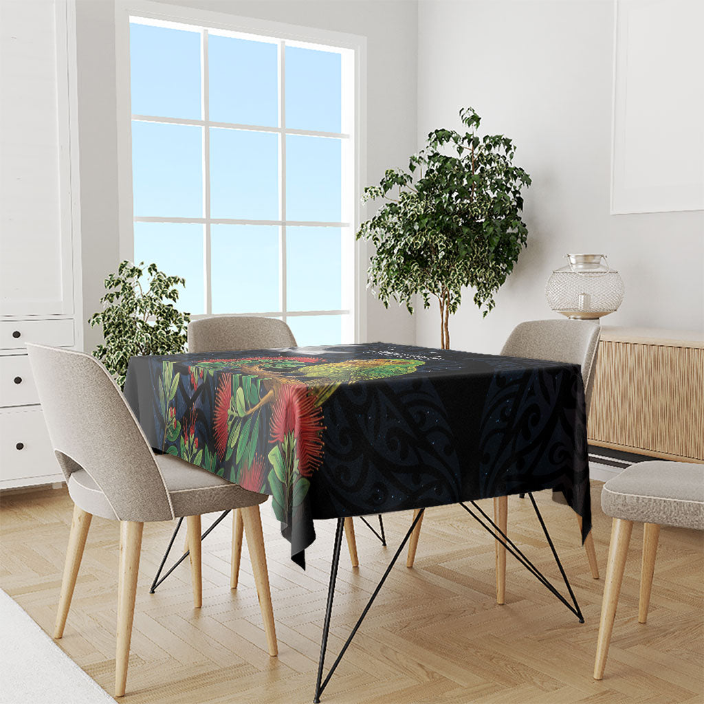 New Zealand Kakapo Matariki Personalised Tablecloth Pohutukawa Flower Galaxy Maori Pattern