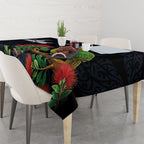 New Zealand Kakapo Matariki Personalised Tablecloth Pohutukawa Flower Galaxy Maori Pattern