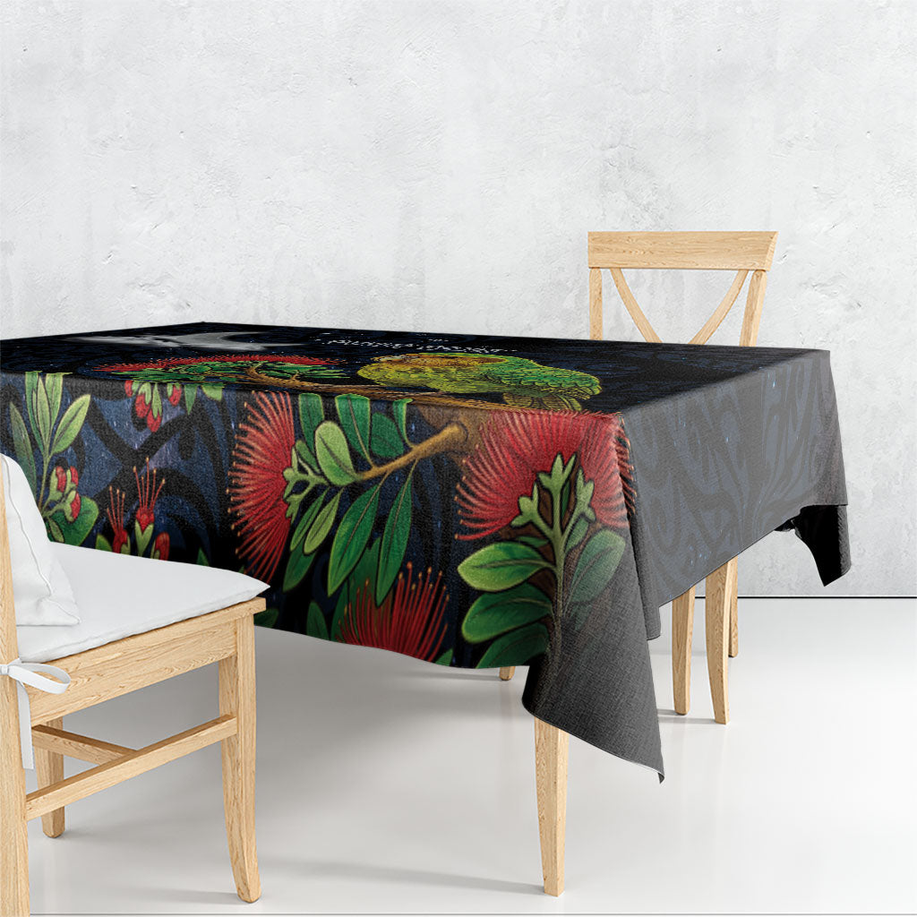 New Zealand Kakapo Matariki Personalised Tablecloth Pohutukawa Flower Galaxy Maori Pattern