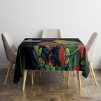 New Zealand Kakapo Matariki Personalised Tablecloth Pohutukawa Flower Galaxy Maori Pattern