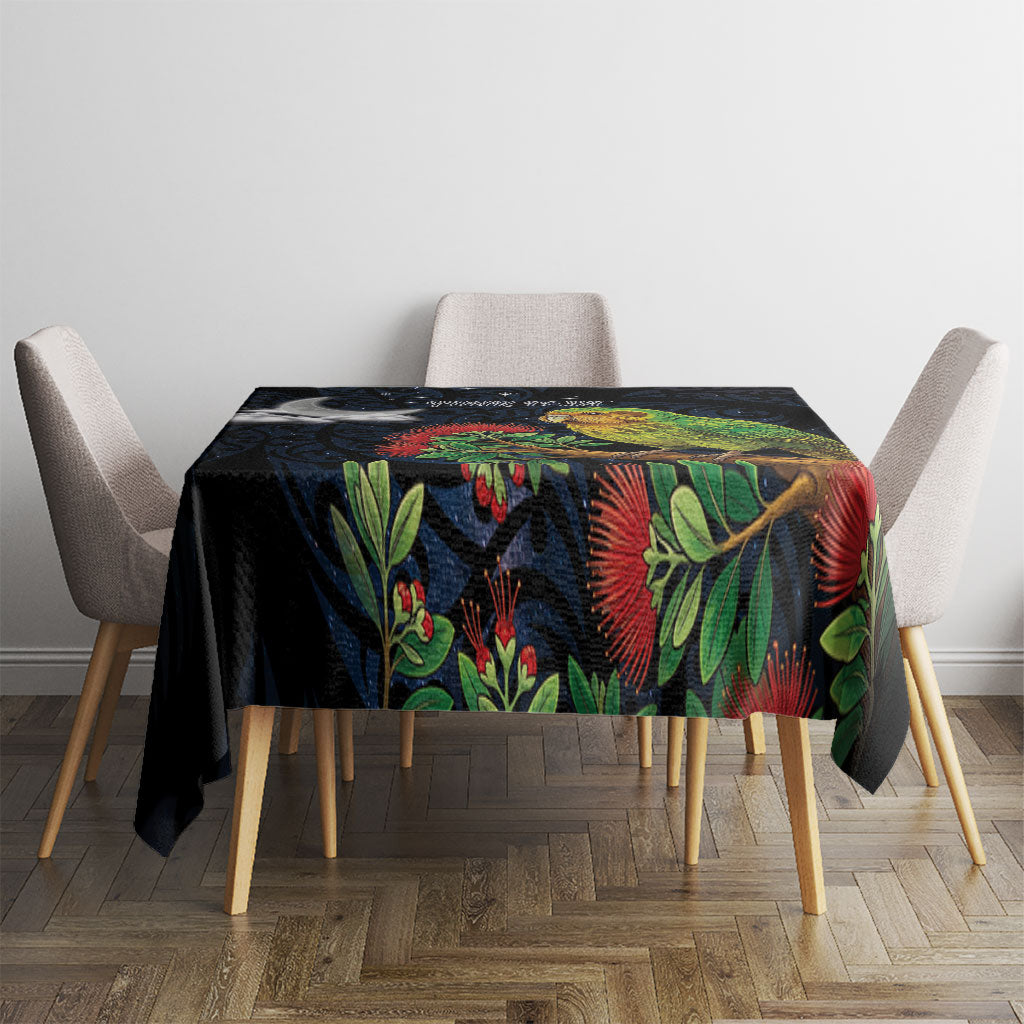 New Zealand Kakapo Matariki Personalised Tablecloth Pohutukawa Flower Galaxy Maori Pattern