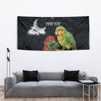 New Zealand Kakapo Matariki Personalised Tapestry Pohutukawa Flower Galaxy Maori Pattern