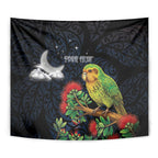 New Zealand Kakapo Matariki Personalised Tapestry Pohutukawa Flower Galaxy Maori Pattern