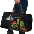 New Zealand Kakapo Matariki Personalised Travel Bag Pohutukawa Flower Galaxy Maori Pattern