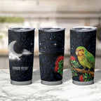 New Zealand Kakapo Matariki Personalised Tumbler Cup Pohutukawa Flower Galaxy Maori Pattern