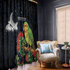 New Zealand Kakapo Matariki Personalised Window Curtain Pohutukawa Flower Galaxy Maori Pattern