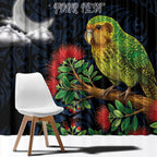 New Zealand Kakapo Matariki Personalised Window Curtain Pohutukawa Flower Galaxy Maori Pattern