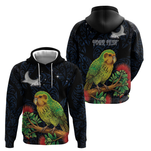 New Zealand Kakapo Matariki Personalised Zip Hoodie Pohutukawa Flower Galaxy Maori Pattern