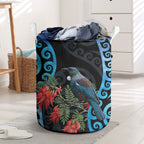 Tui Bird Kakabeak New Zealand Laundry Basket Clianthus Galaxy Maori Koru Pattern