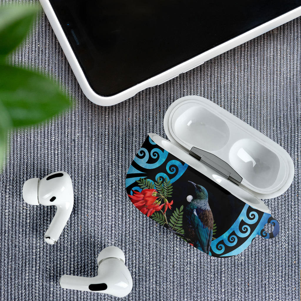 Tui Bird Kakabeak New Zealand AirPods Case Clianthus Galaxy Maori Koru Pattern