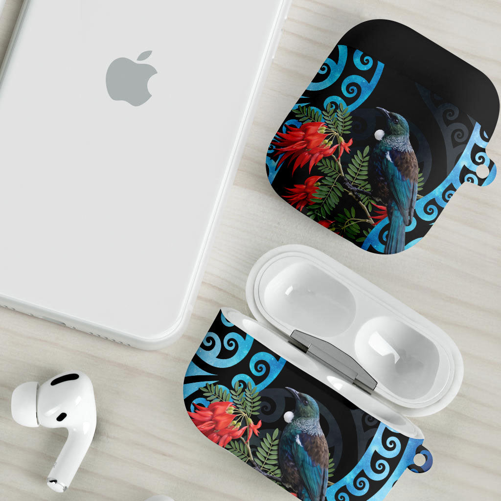 Tui Bird Kakabeak New Zealand AirPods Case Clianthus Galaxy Maori Koru Pattern